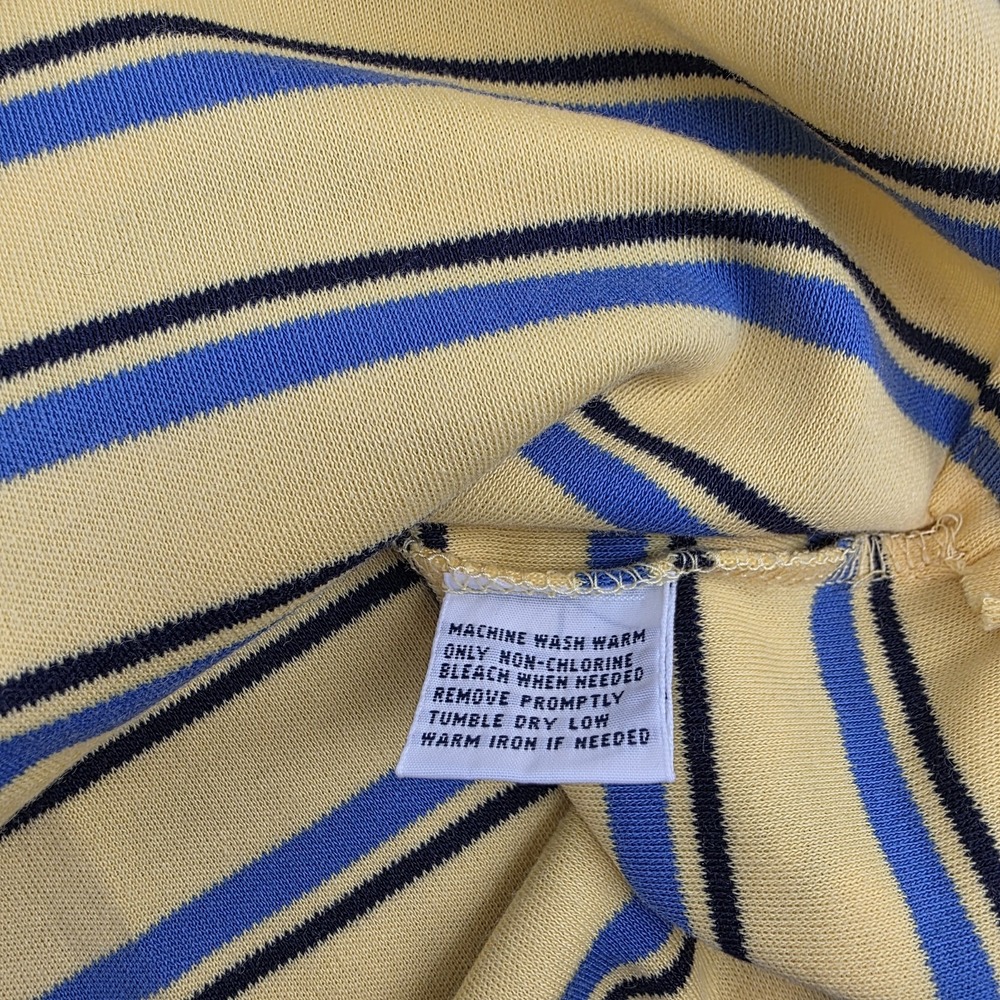 VTG Polo Ralph Lauren Polo Shirt Yellow Blue Striped Soft‎ Blue Pony Men's Large - Picture 5 of 8